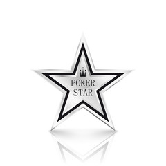 Obraz premium Silver star on white background. Poker concept. Vector Illustration