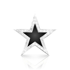 Silver star with diamonds on white background. Vector Illustration