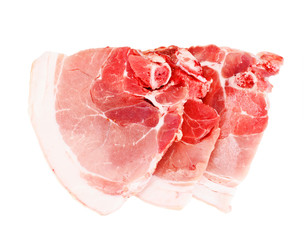 A Piece of Fresh Raw Pork, Meat Isolated on White Background