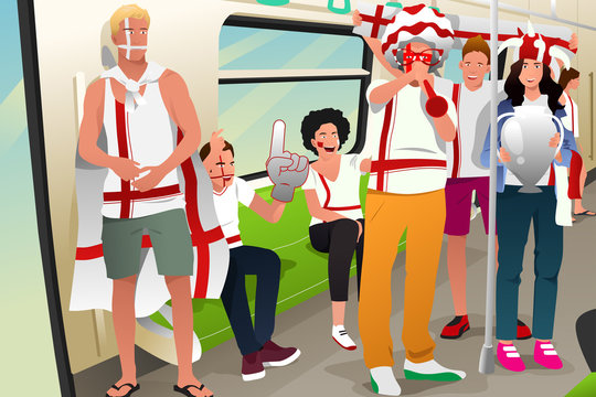Soccer Fans Traveling by Train © artisticco