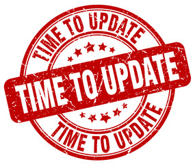 time to update red grunge round vintage rubber stamp