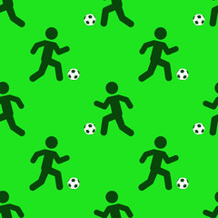 Icono plano patrón con futbolista sobre fondo verde