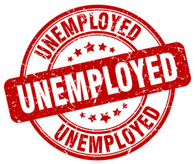 unemployed red grunge round vintage rubber stamp