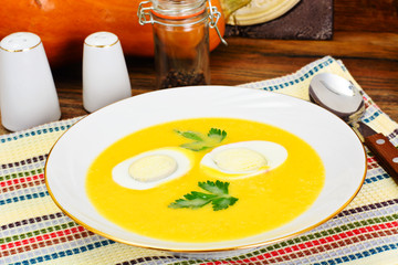 Carrot, Pumpkin Cream Soup with Egg Diet Food