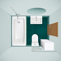 Bathroom Interior Top View Realistic Image
