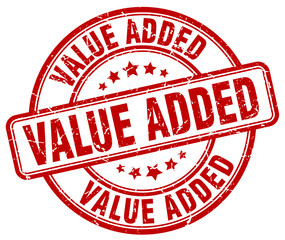 value added red grunge round vintage rubber stamp