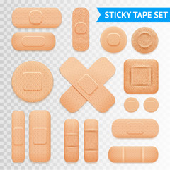 Adhesive Plaster Strips Set Transparent Background