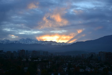 sunrise at mount Andes in Santiago Chile