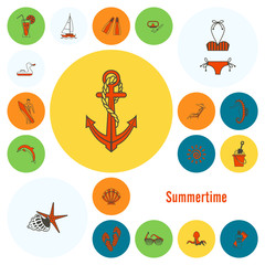 Summer and Beach Simple Flat Icons