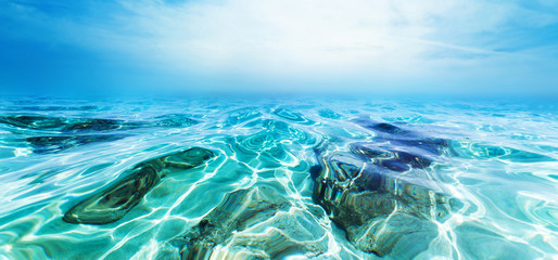 Blue Water Background underwater  / Sunny day sea paradise wallp