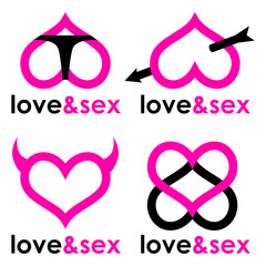 Sex shop logo hearts collection