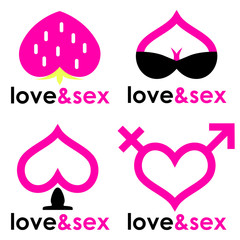 Sex shop logo hearts collection