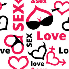 Love and sex seamless pattern