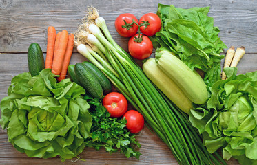 Vegetables on wood background