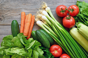 Vegetables on wood background