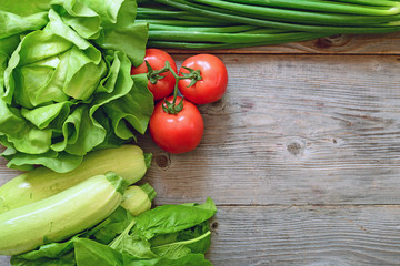 Vegetables on wood background
