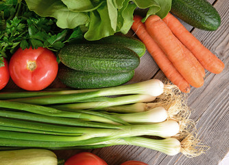 Vegetables on wood background