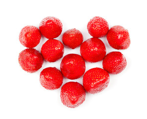 heart made of fresh organic strawberry isolated