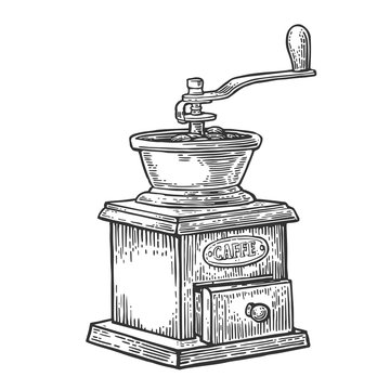 Coffee mill. Hand drawn style. 