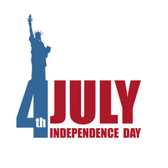 Independence Day of America. Statue of Liberty and lettering and