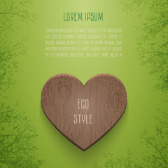 Woody heart between green trees in eco style
