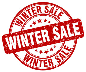 winter sale red grunge round vintage rubber stamp