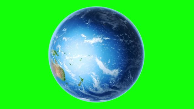 Earth Southern Hemisphere Rotating (Loop on Greenscreen). Globe is centered in frame, with correct rotation in seamless loop. Perfect for your own background. Texture map courtesy of NASA.
