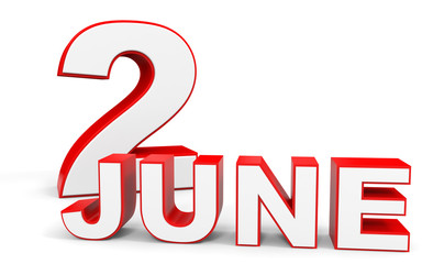 June 2. 3d text on white background.