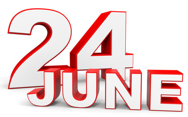 June 24. 3d text on white background.