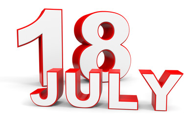 July 18. 3d text on white background.