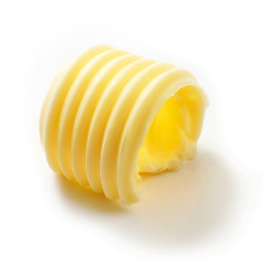 butter curl on white background