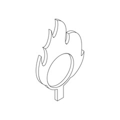 Burning hoop icon, isometric 3d