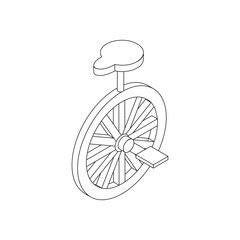 Unicycle icon, isometric 3d