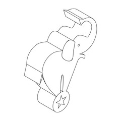 Elephant on the ball icon, isometric 3d style