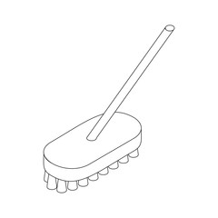 Brush broom for sweeper icon, isometric 3d style