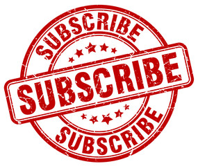 subscribe red grunge round vintage rubber stamp