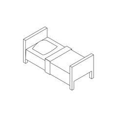 Single bed icon, isometric 3d style