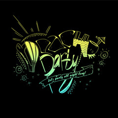 Beach party lettering, sign, emblem, advertisement