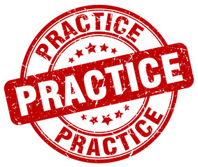 practice red grunge round vintage rubber stamp