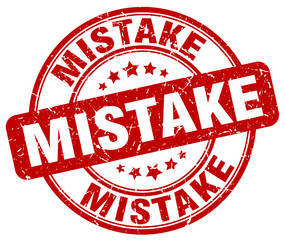 mistake red grunge round vintage rubber stamp