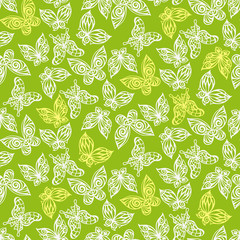 Seamless pattern with doodle stylize different butterflies