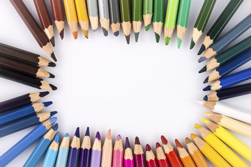 colour pencils on white background