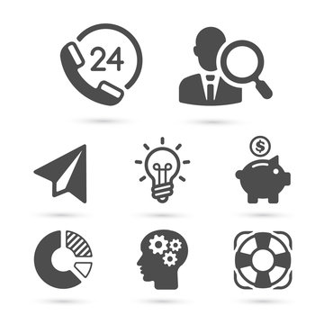 Business finance icons isolated on white. Vector