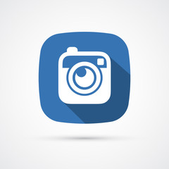 Photo or hipster camera flat icon with long shadow