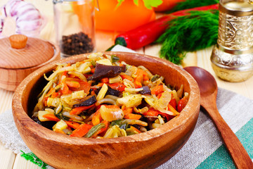 Chinese Vegetable Stew. Paprika, Peas, Carrots. Diet Food