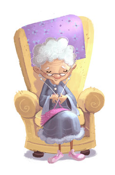 anciana cosiendo