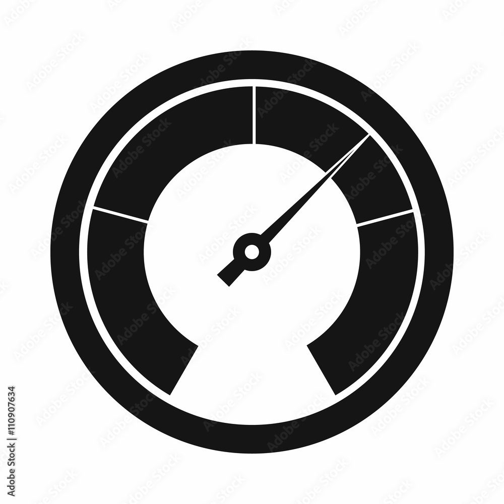 Poster speedometer icon in simple style
