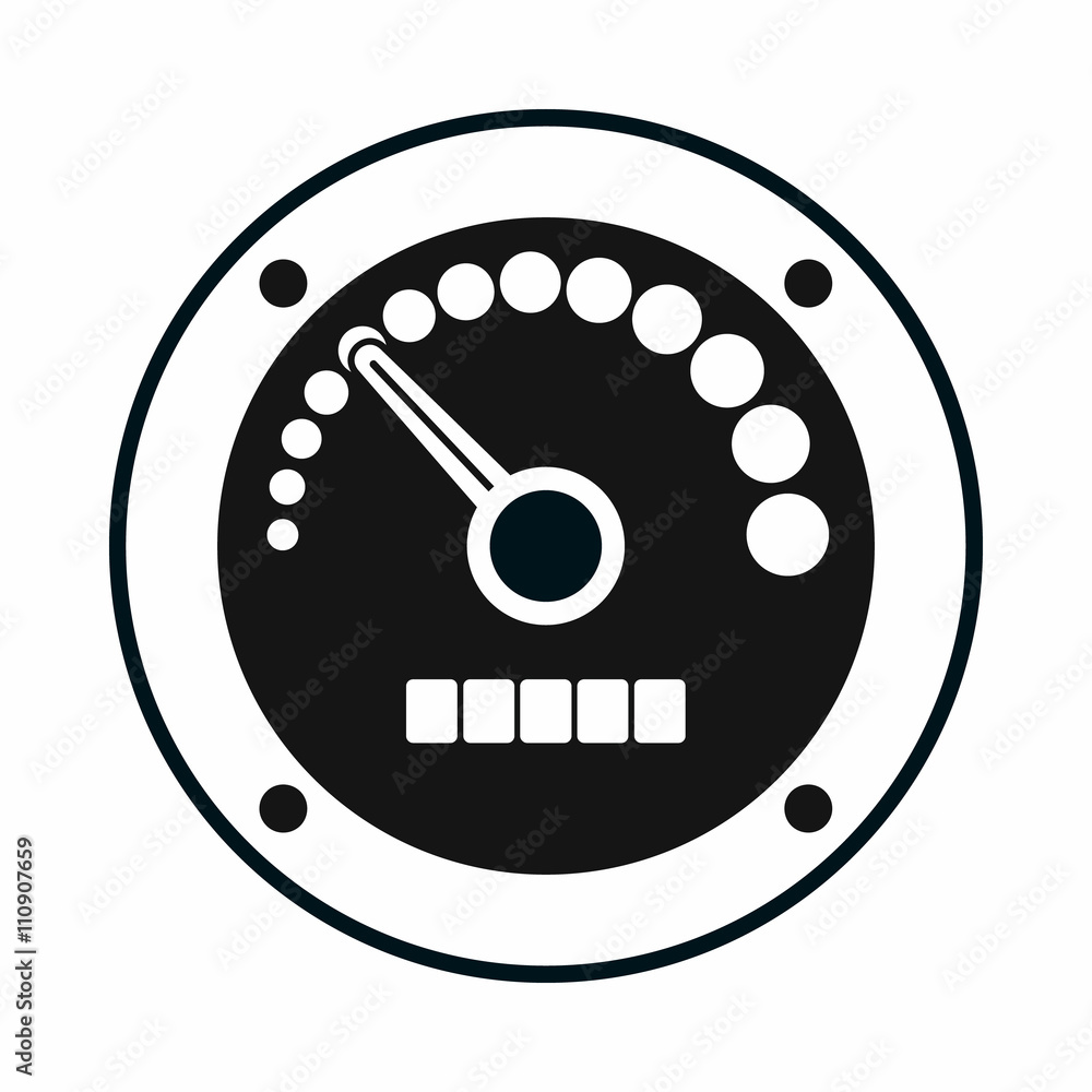 Poster speedometer icon in simple style