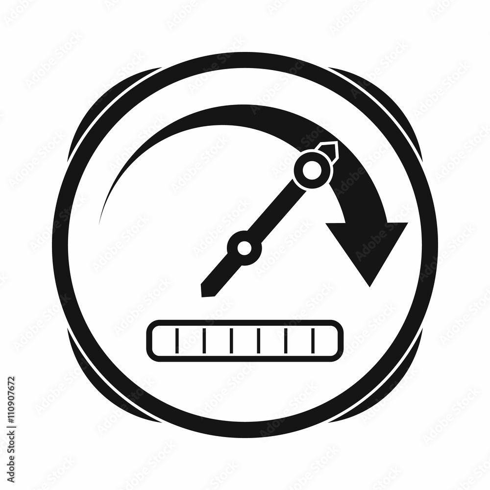 Poster speedometer icon in simple style