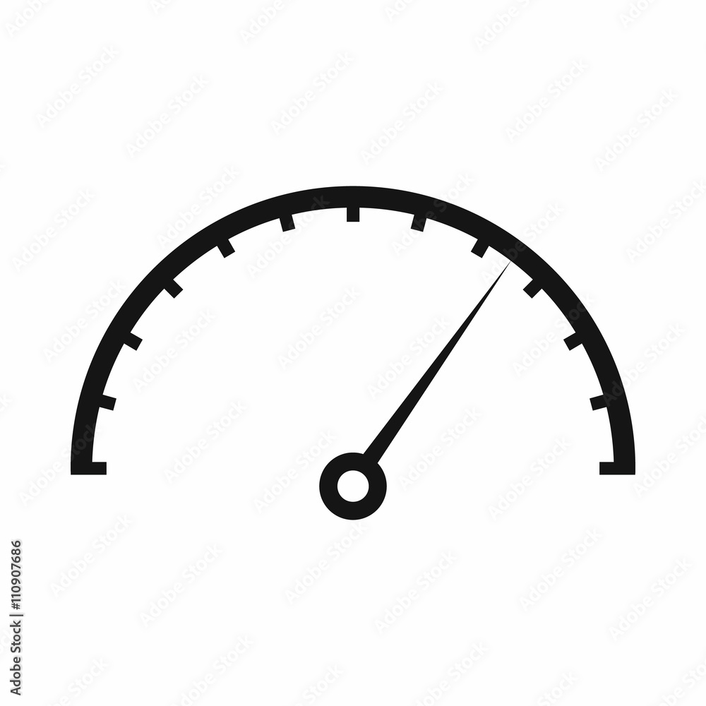 Poster speedometer icon in simple style